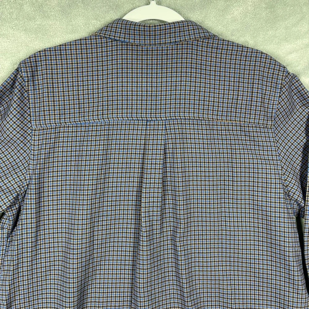 L.L. Bean Wicked Good Flannel Shirt Men‎ XL Nutmeg Blue Brown Houndstooth New
